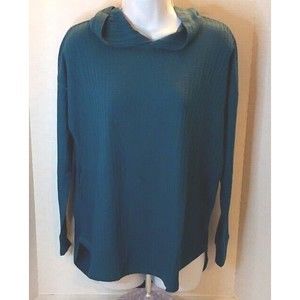 Chaser Teal Thermal High Low Drop Shoulder Pullover Hoodie S Small New Hi-lo